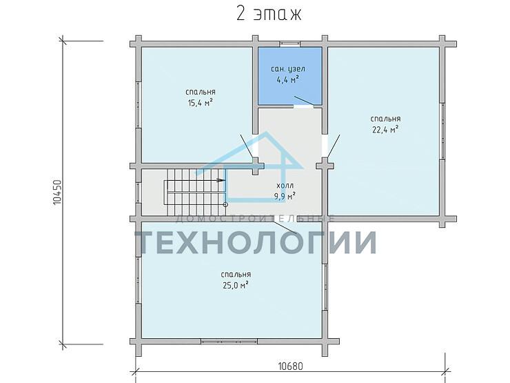 Дом шале из бруса в 1,5 этажа 11х11 с террасой Сения